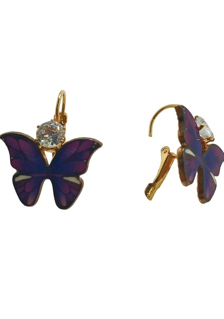 Purple Alloy Earrings - Indya