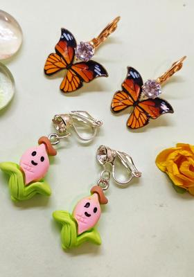 Orange Alloy Earrings
