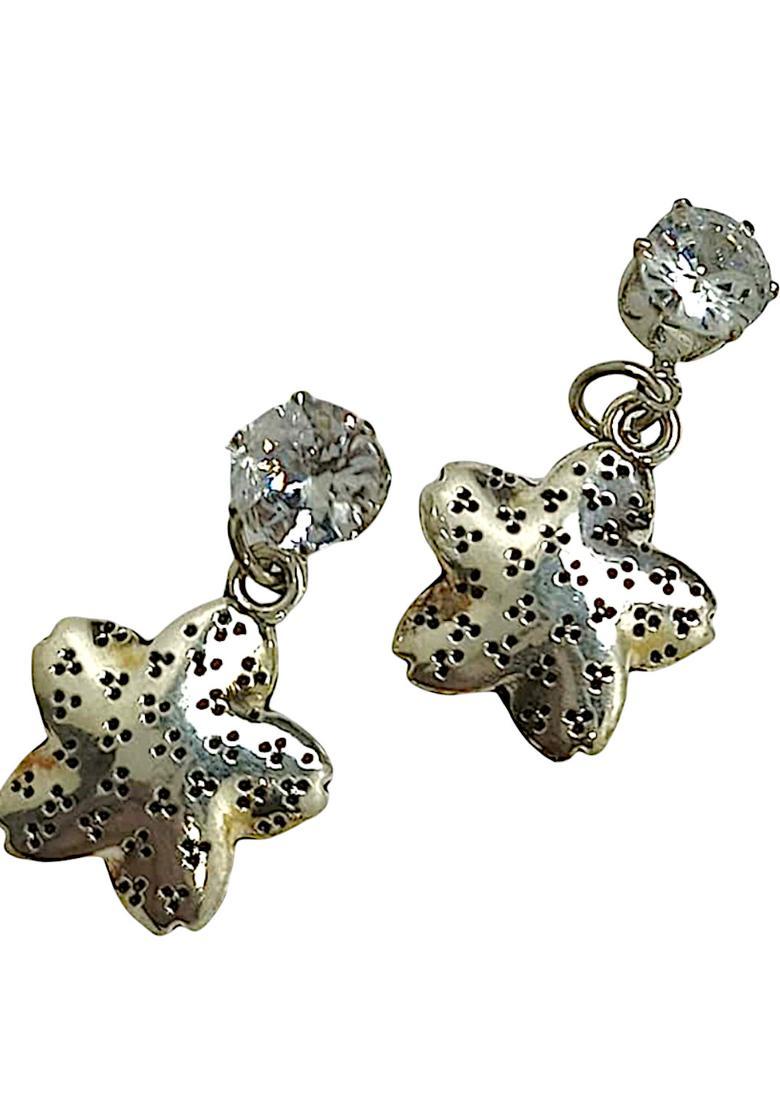 Silver Alloy Earrings - Indya