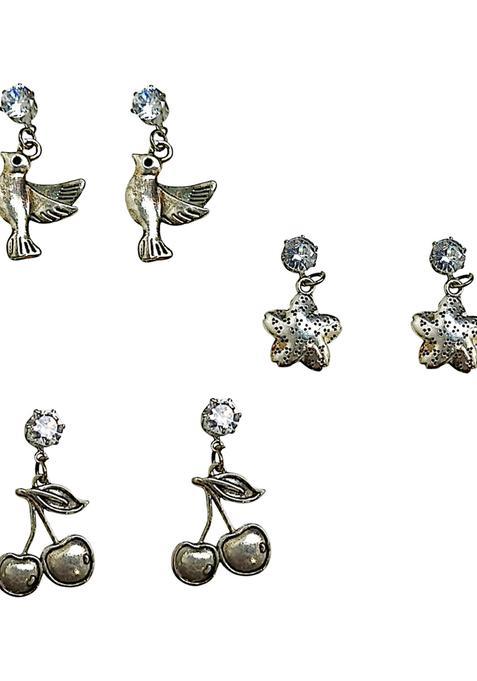 Silver Alloy Earrings