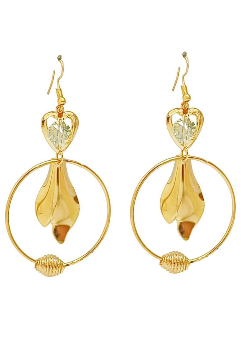 Golden Alloy Earrings - Indya