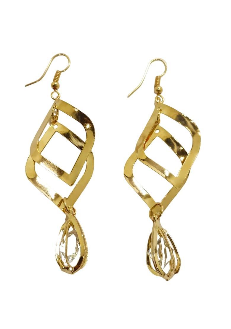 Golden Alloy Earrings - Indya