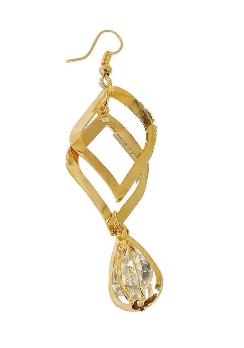 Golden Alloy Earrings - Indya