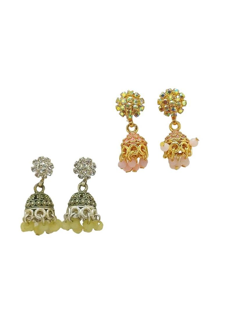 Cream Alloy Earrings - Indya