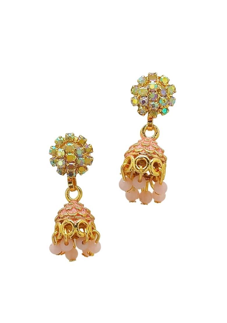 Cream Alloy Earrings - Indya
