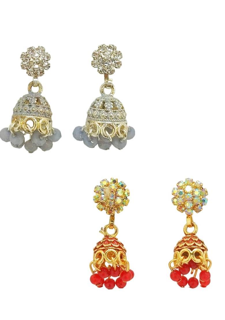Red Alloy Earrings - Indya