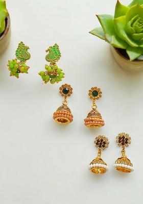 Green Alloy Earrings
