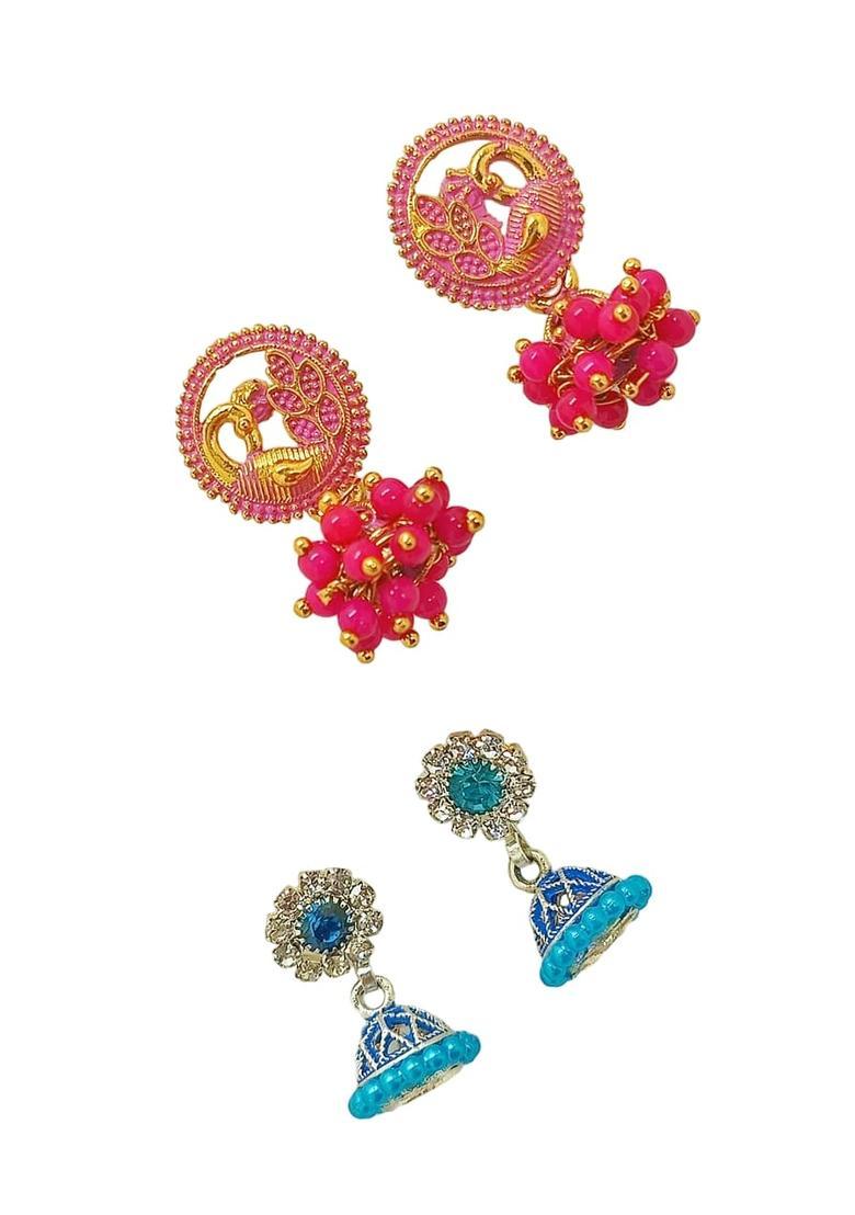 Blue Alloy Earrings - Indya
