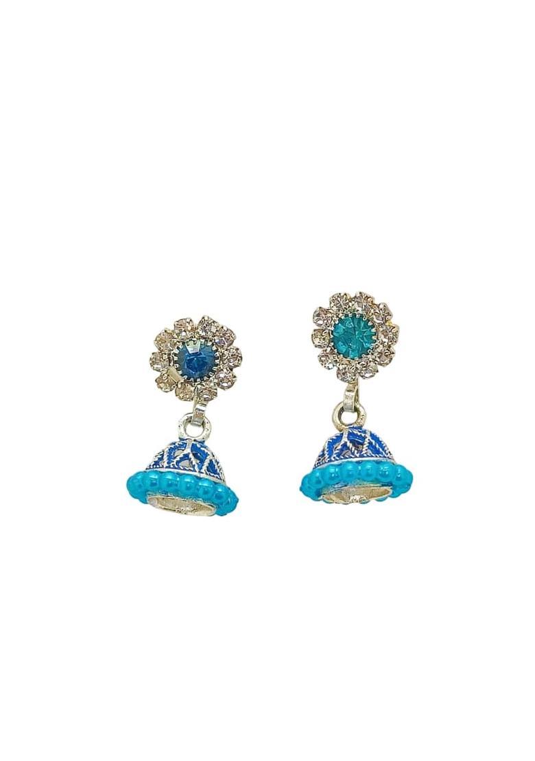 Blue Alloy Earrings - Indya