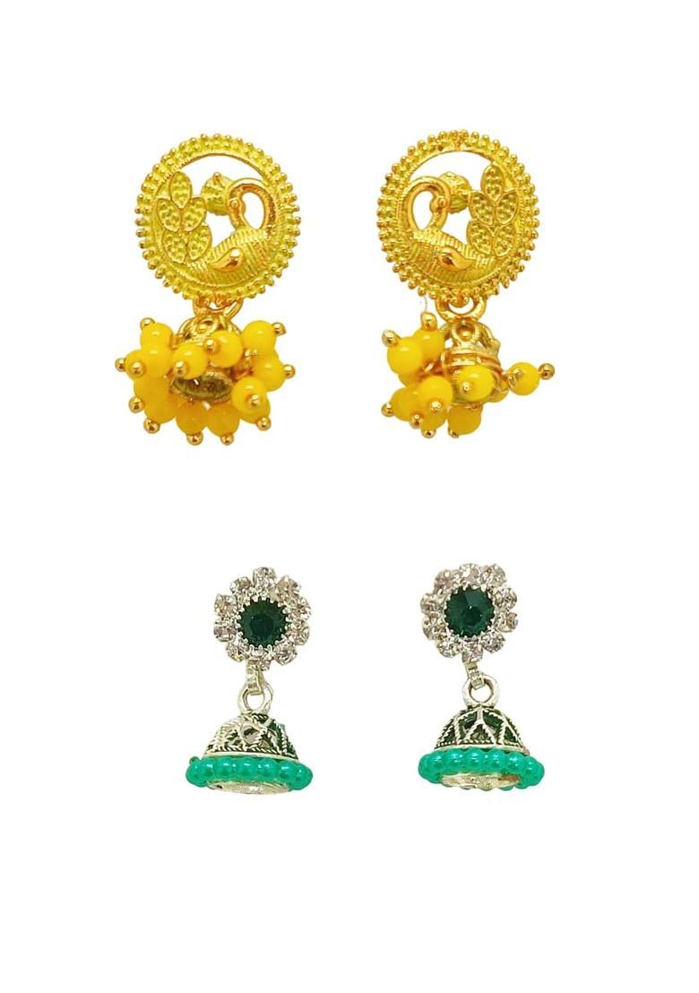 Sea Green Alloy Earrings - Indya