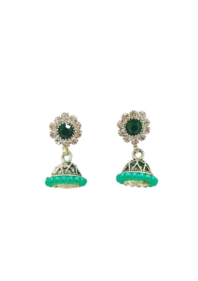 Sea Green Alloy Earrings - Indya
