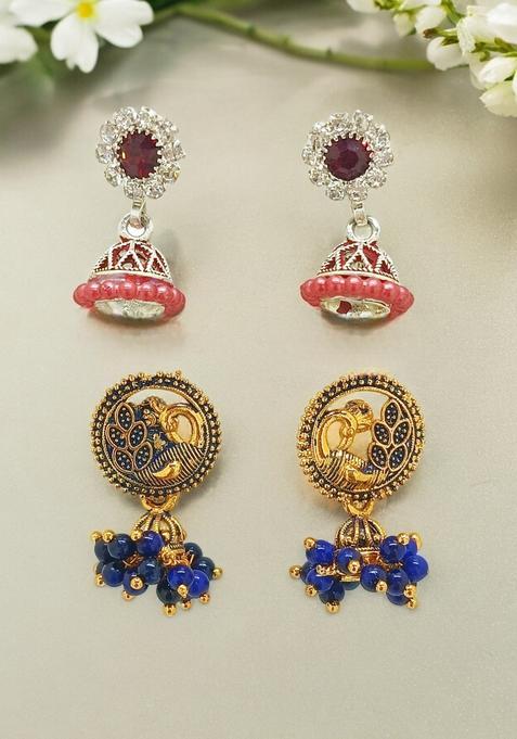 Navy Blue Alloy Earrings