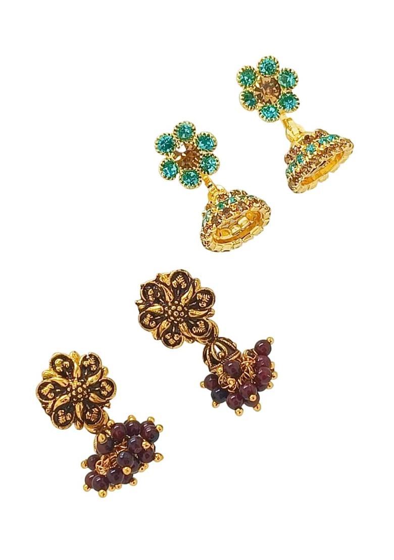 Blue Alloy Earrings - Indya