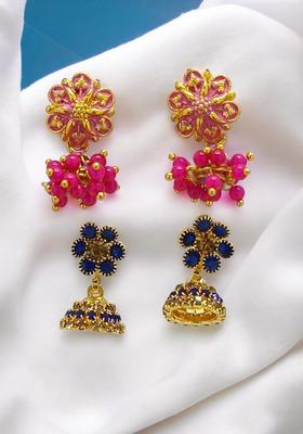 Navy Blue Alloy Earrings