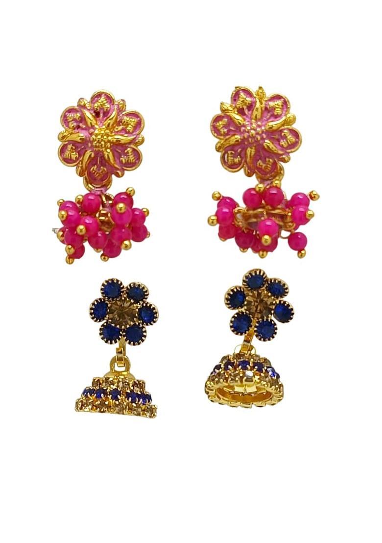 Navy Blue Alloy Earrings - Indya