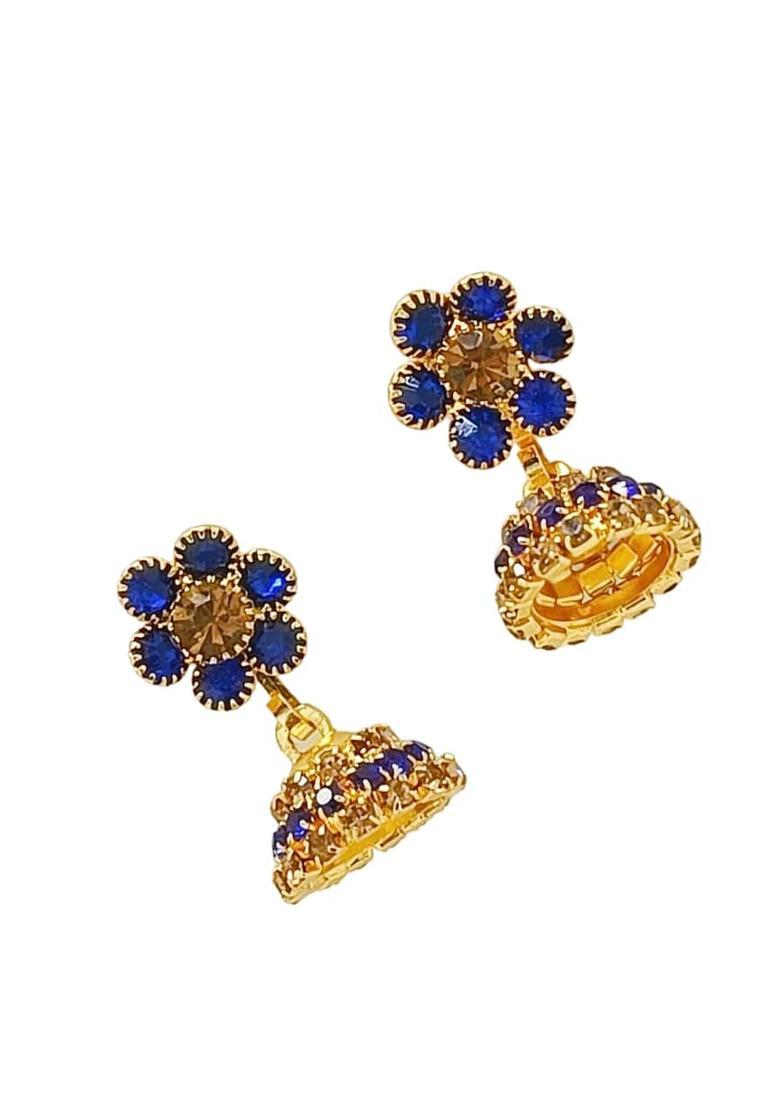Navy Blue Alloy Earrings - Indya