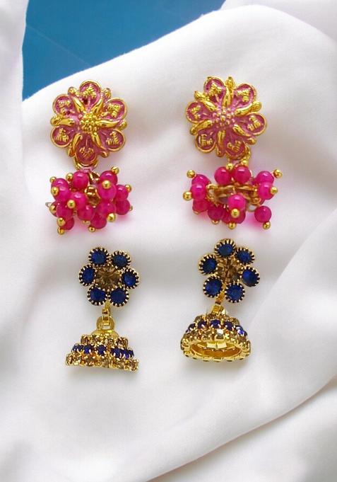 Navy Blue Alloy Earrings