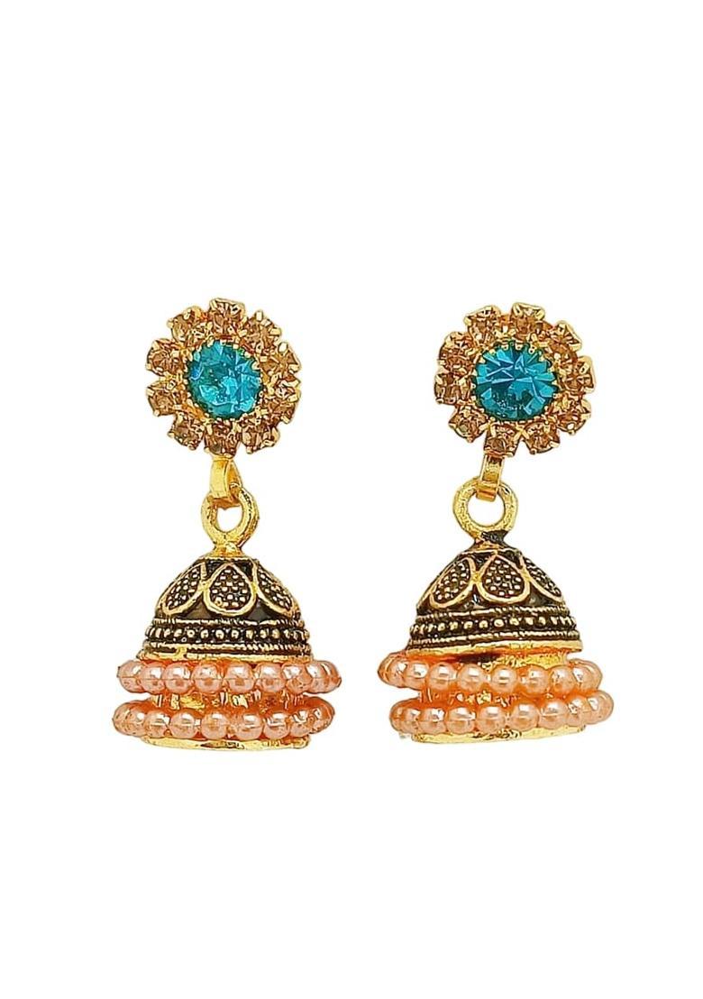 Blue Alloy Earrings - Indya