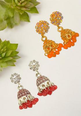 Orange Alloy Earrings