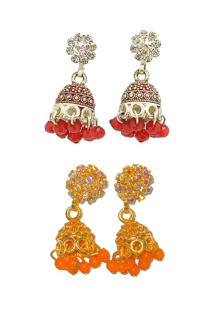 Orange Alloy Earrings - Indya