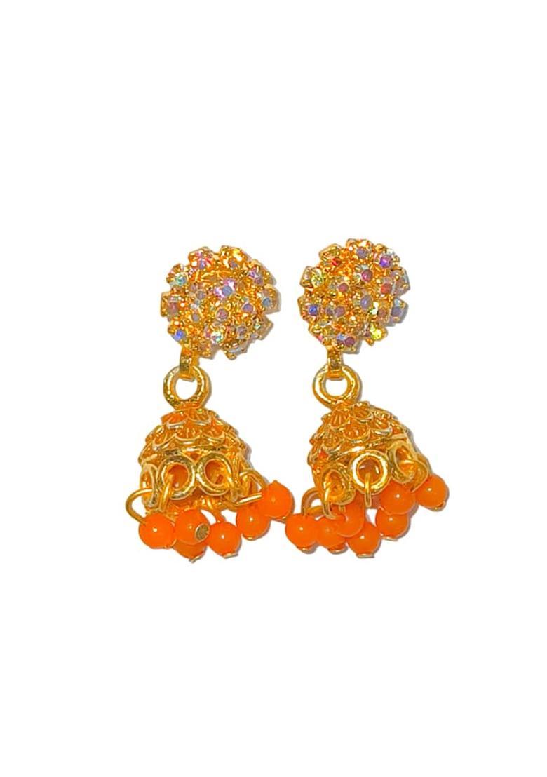 Orange Alloy Earrings - Indya