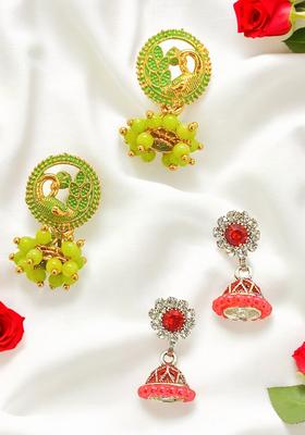 Lime Green Alloy Earrings