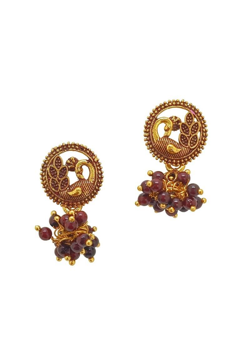 Pink Alloy Earrings - Indya