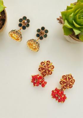 Red Alloy Earrings