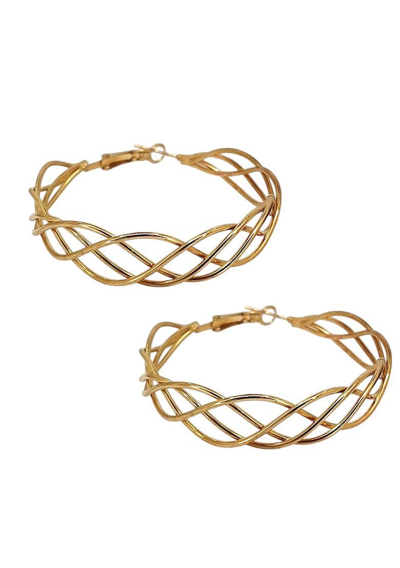Golden Alloy Earrings - Indya