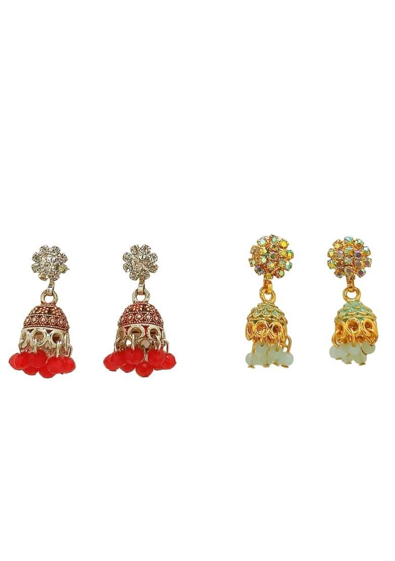 Red Alloy Earrings - Indya