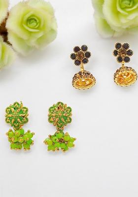 Green Alloy Earrings