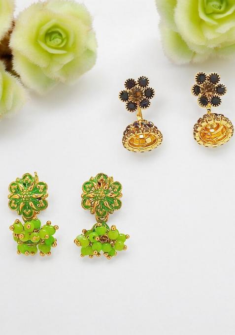 Green Alloy Earrings