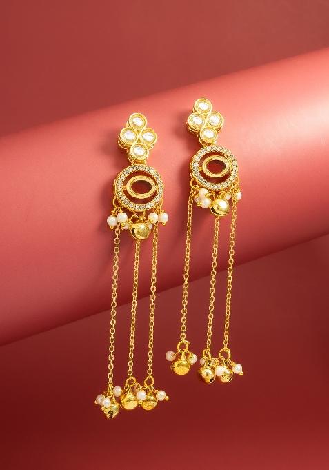 Golden Alloy Drop Earring
