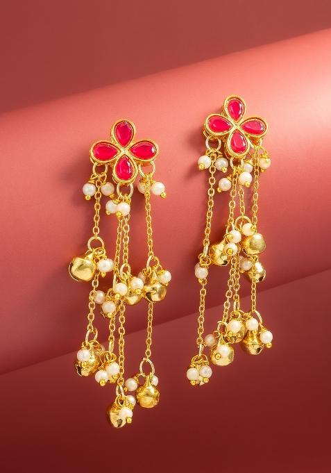 Red Alloy Drop Earring