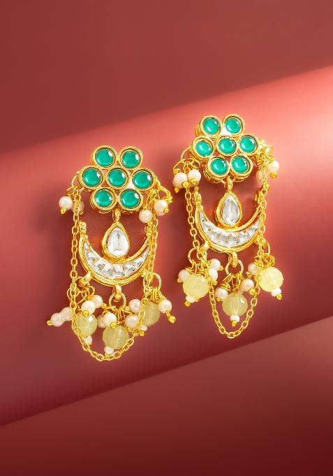 Green Alloy Drop Earring