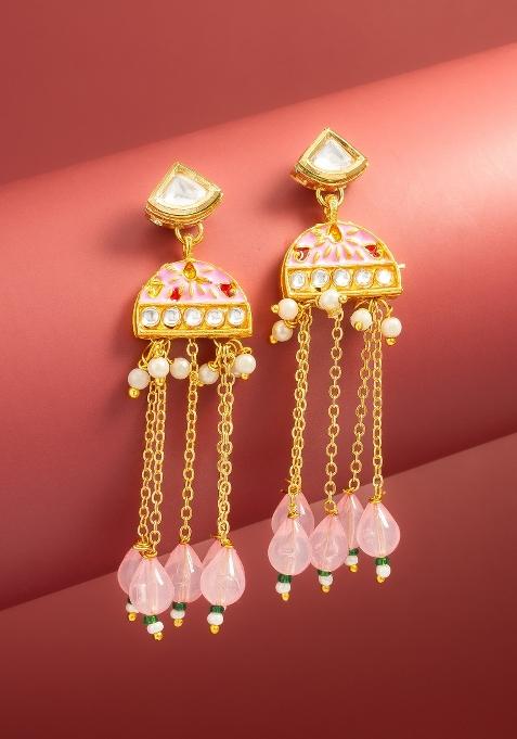 Pink Alloy Dangle Earrings