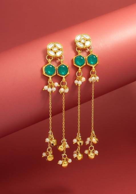 Green Alloy Chandelier Earring