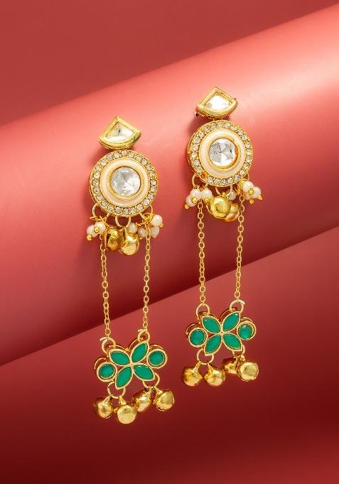 Green Alloy Chandelier Earring