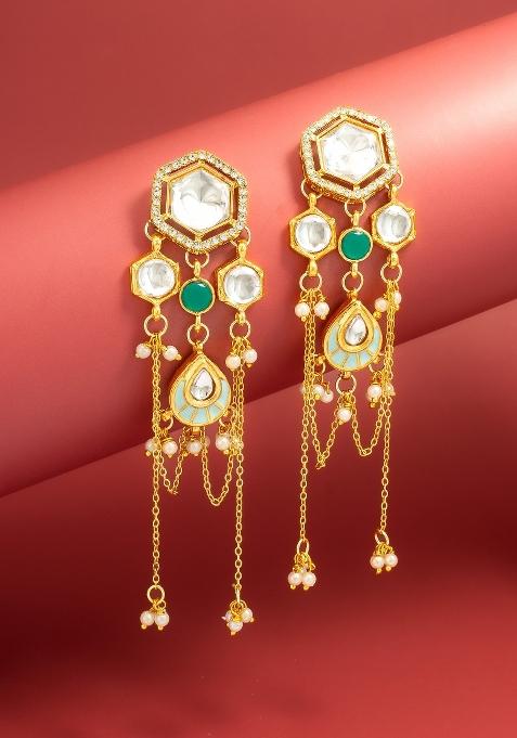 Green Alloy Chandelier Earring