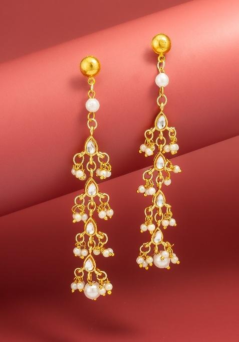 Golden Alloy Chandelier Earring