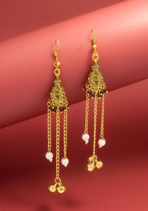 Golden Alloy Drop Earring