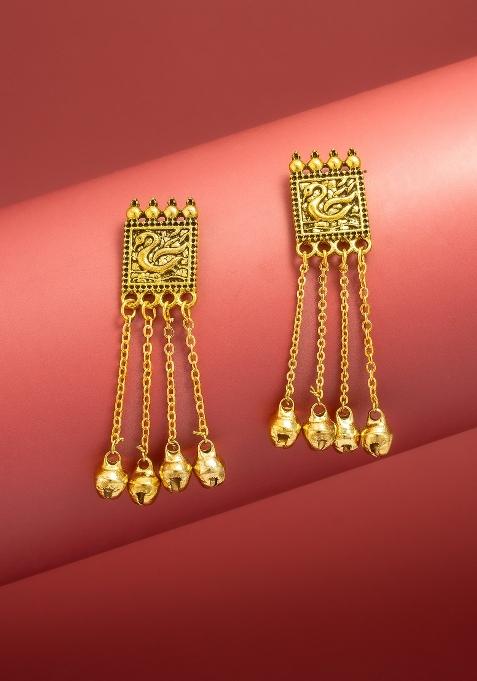 Golden Alloy Drop Earring