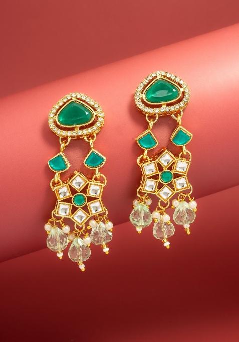 Green Alloy Chandelier Earring