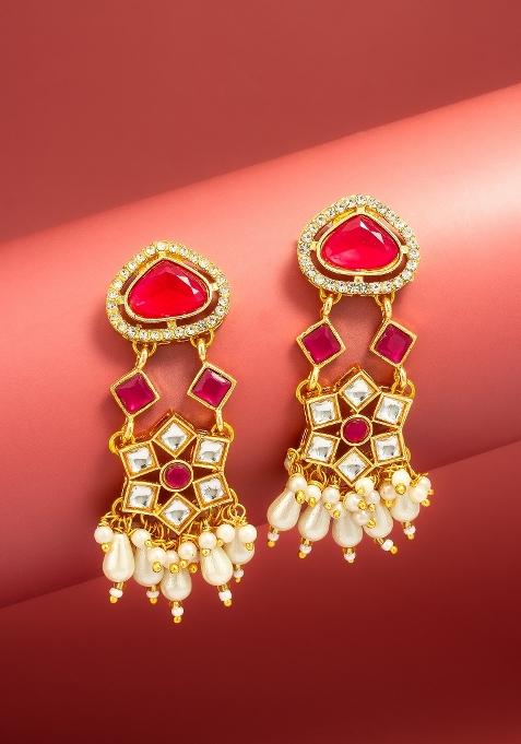 Red Alloy Chandelier Earring