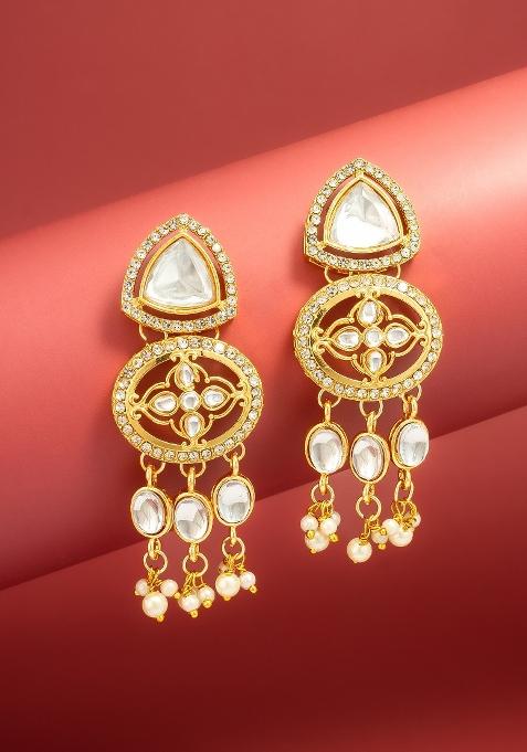 Golden Alloy Chandelier Earring