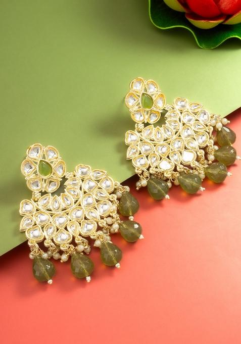 Green Alloy Chandelier Earring