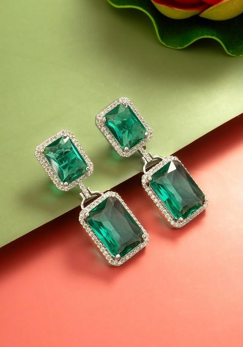 Green Alloy Drop Earring