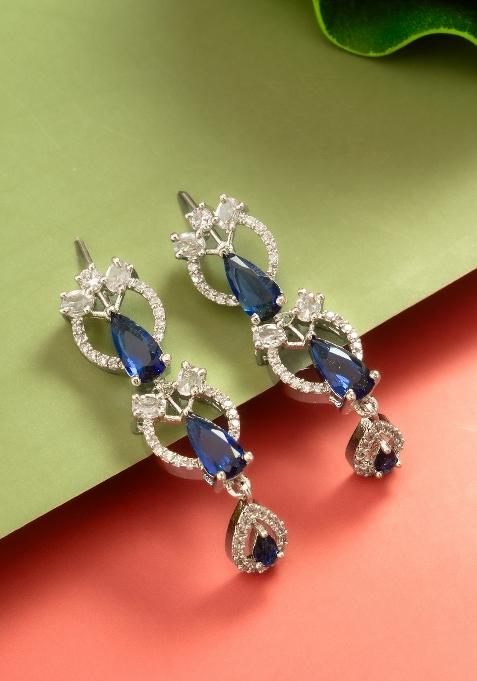 Blue Alloy Drop Earring