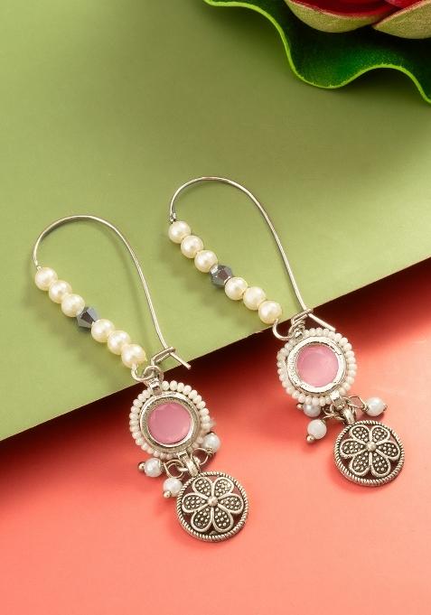 Pink Alloy Drop Earring