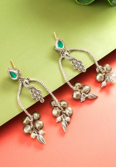 Green Alloy Drop Earring